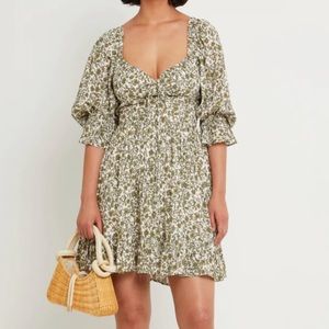 Green Floral OPT dress - small - lined - like new